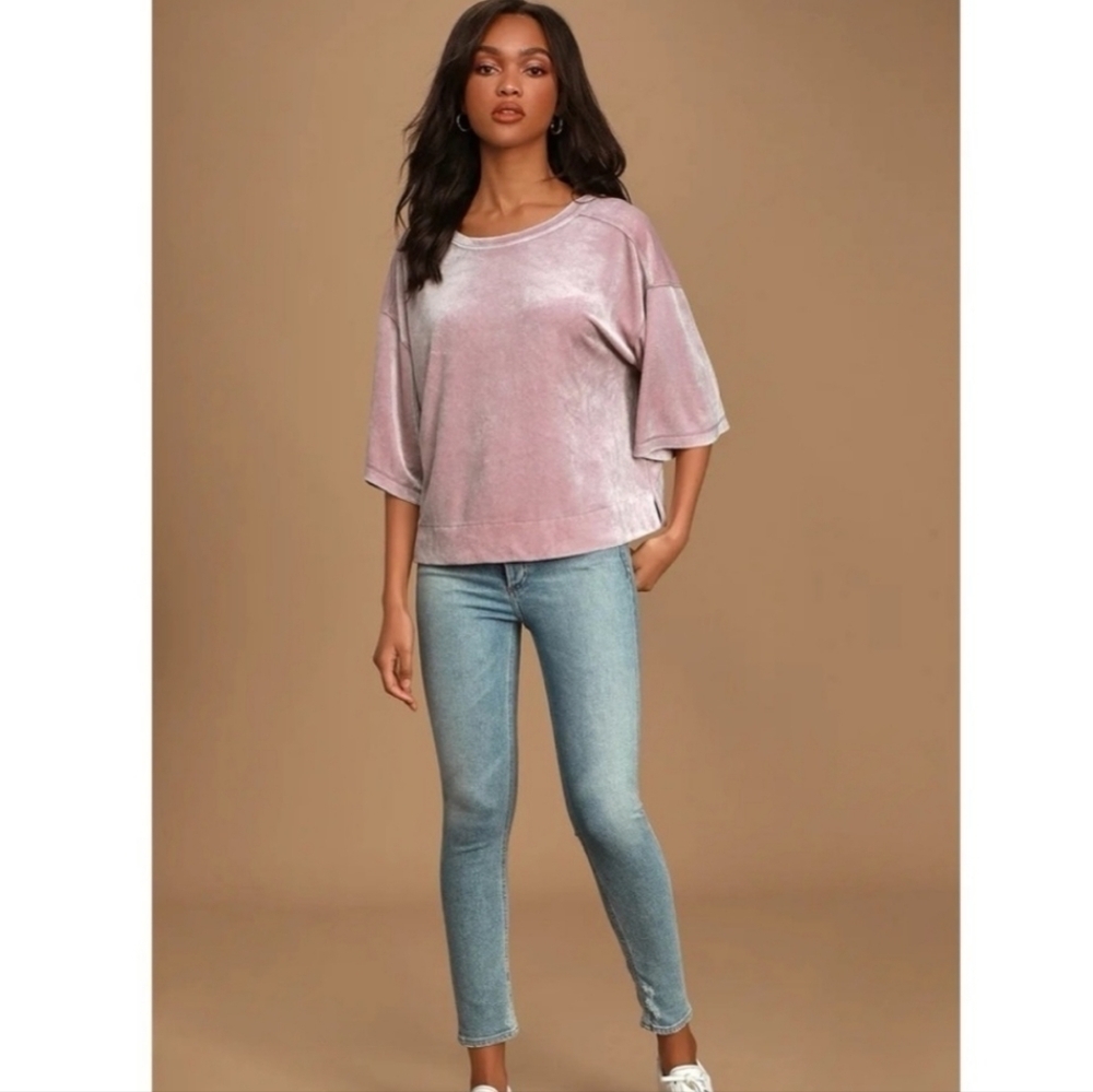 We The Free Valerie Velvet Top size Small Mauve Scoop Back